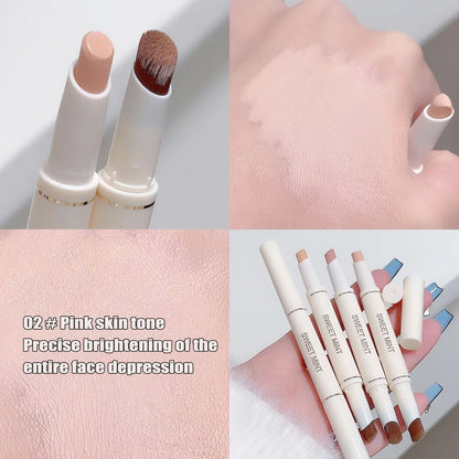 Silk Soft Concealer Pen with Brush Moisturizing Full Coverage Acne Dark Circles Contour Cream Lip Concealer Cover Stick Makeup