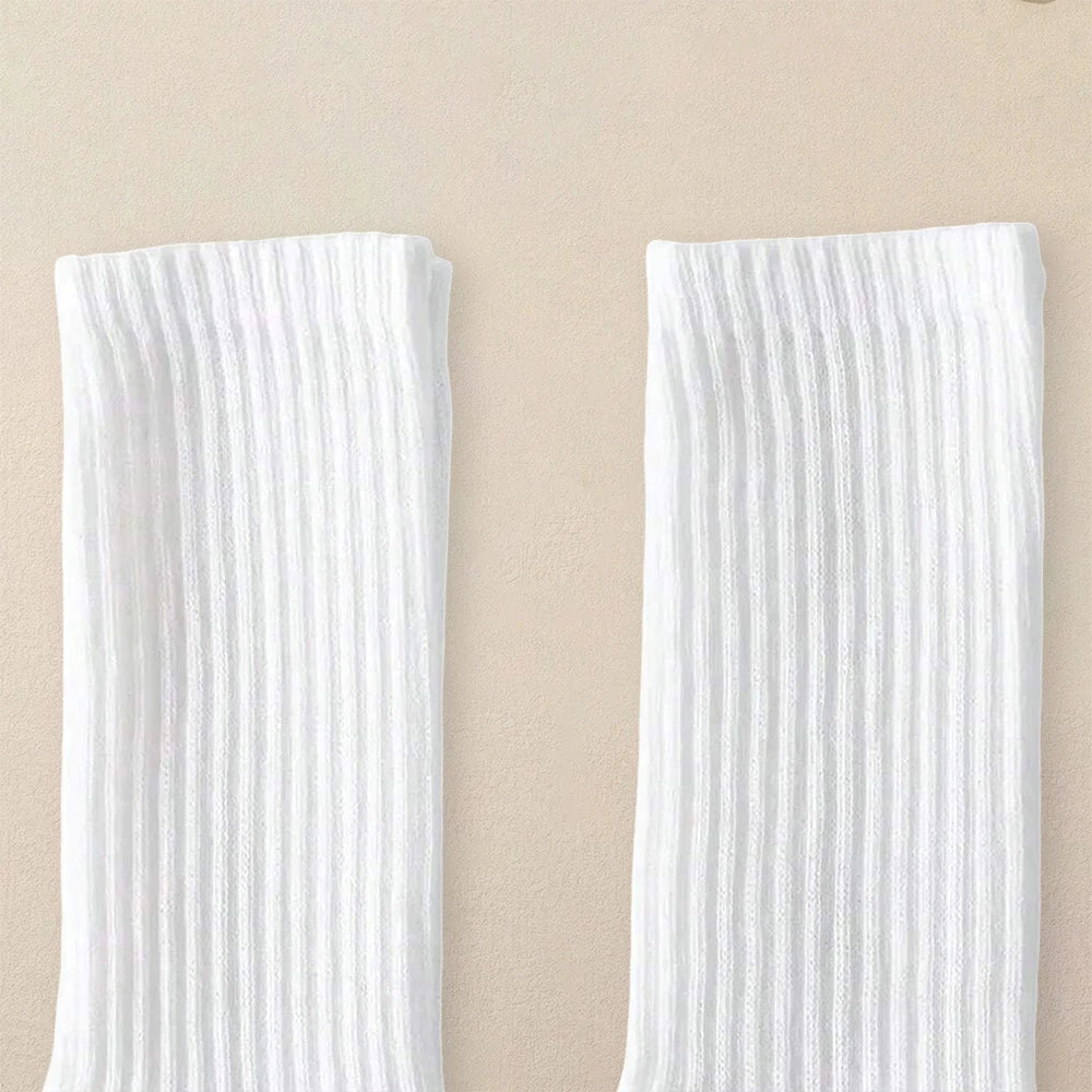 3 Pairs Women White Stacked Socks Simple Fashionable Versatile Socks Antibacterial Comfortable Lightweight Soft Mid Length Socks