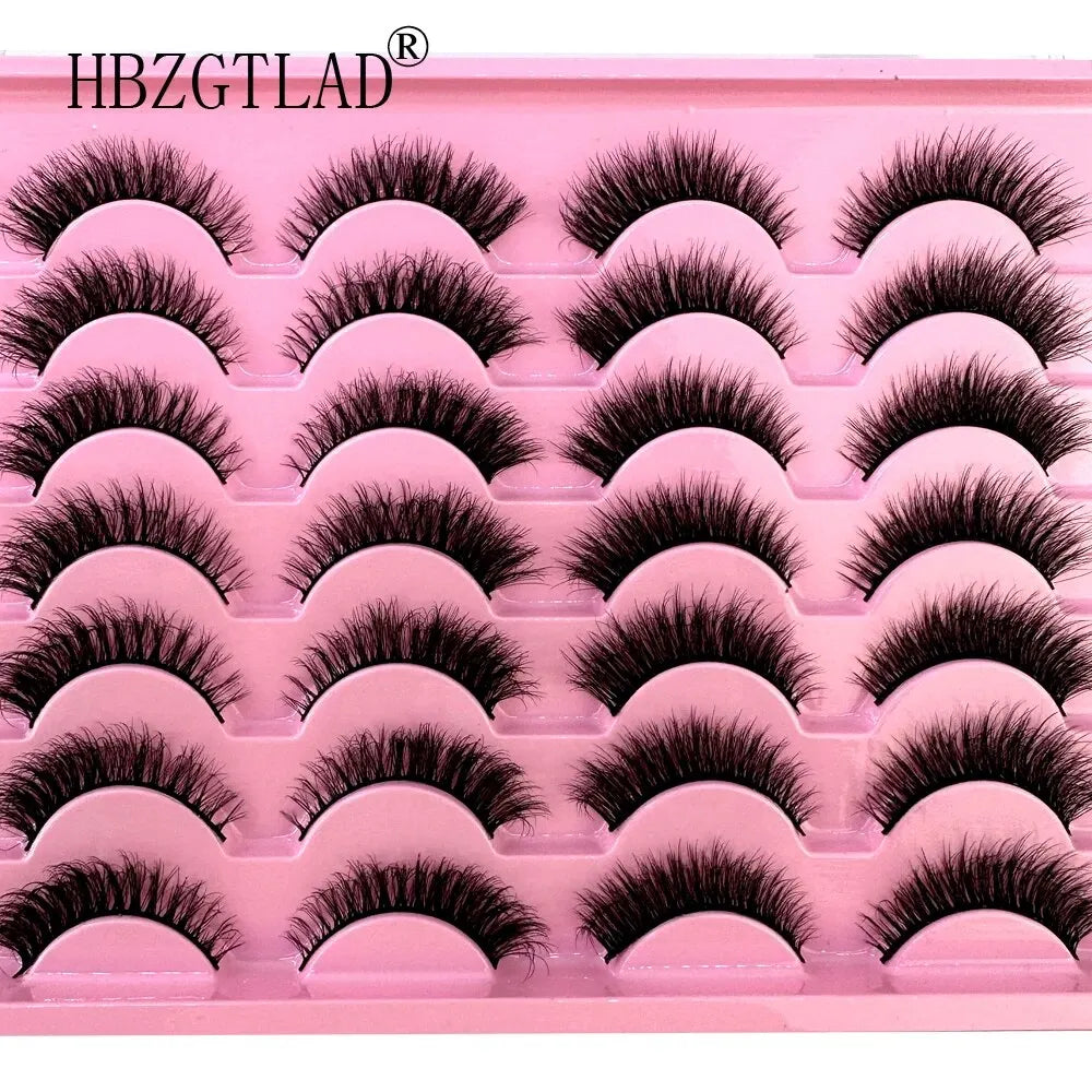 New 14Pairs 3D Faux Mink False Eyelashes Natural Messy EyeLashes Crisscross Wispy Fluffy Lashes Extension Makeup Fake Eyelashes