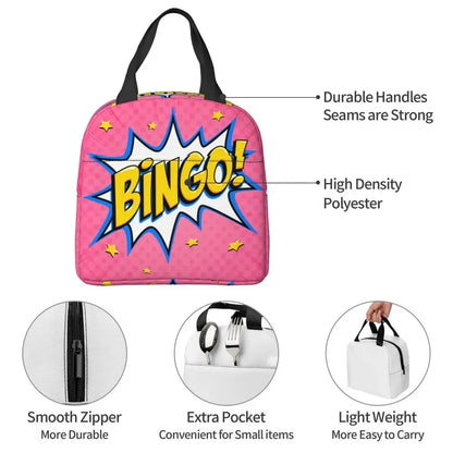 Hot Game Bingo Lunch Bag Leakproof Cooler Thermal Insulated Lunch Box For Women Kids School Beach Camping Travel Food Tote Bags