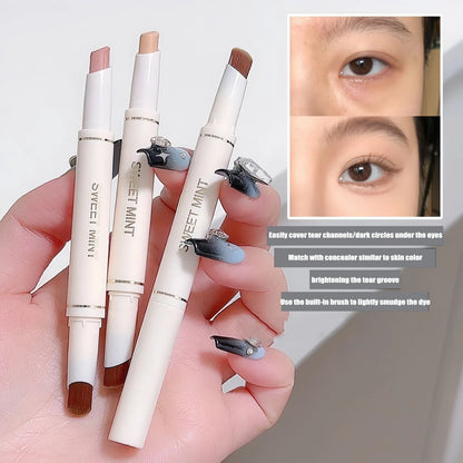 Silk Soft Concealer Pen with Brush Moisturizing Full Coverage Acne Dark Circles Contour Cream Lip Concealer Cover Stick Makeup