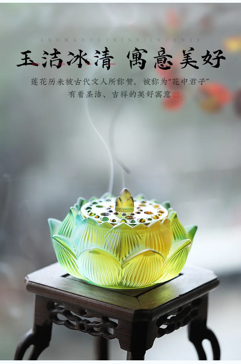 Glass Lotus Incense Stove Household Indoor Incense Stove Creative Sandalwood Incense Stove Lotus  Seal