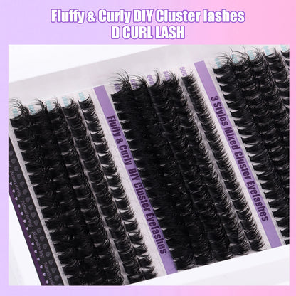 270pcs Fluffy volume False Eyelashes bond and seal lash remover kit Individual cluster 60D 80D 100D natural Eyelash extensions