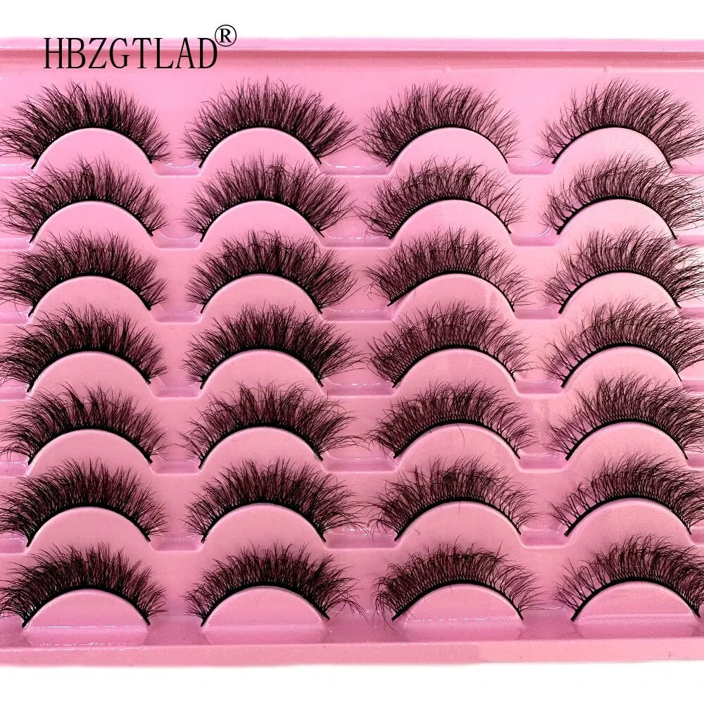 New 14Pairs 3D Faux Mink False Eyelashes Natural Messy EyeLashes Crisscross Wispy Fluffy Lashes Extension Makeup Fake Eyelashes