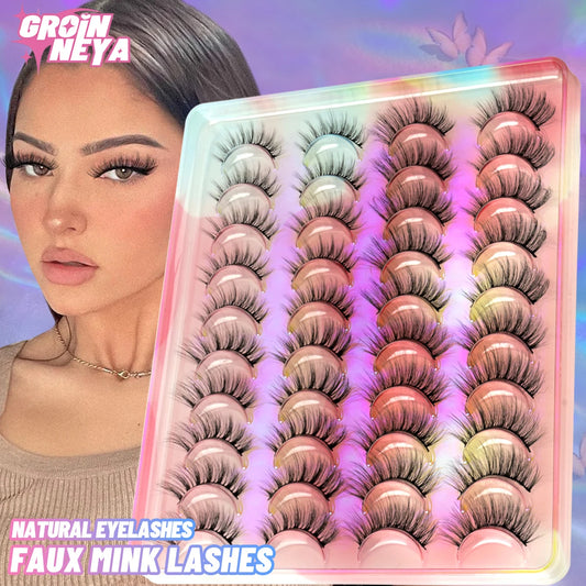 GROINNEYA 5/7/20 pairs Eyelashes Natural False Lashes 3D Manga Lashes y2k Winged Natural Realistic Cat Eye Eyelash Extension