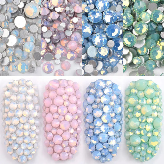 1 Pack Mix Opal Crystal Nail Art Rhinestones 3d Charm Glass Flatback Non Hotfix DIY Nail Jewelry Sticker Decorations For Nails