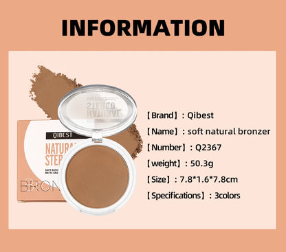 3D Bronzers Matte Wheat Contour Powder Palette Facial Makeup Natural Highlights Contouring Modification Waterproof Long-Lasting