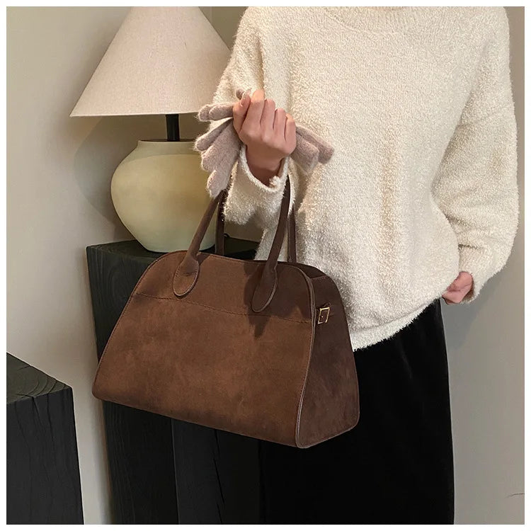 Ladies' Top-handle Bag High-end Feel Niche Design Large Capacity Vintage Commute Handbag For Autumn/winter Season