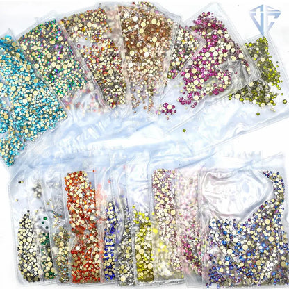 SS4-SS20 Mix Size Clear Crystal Non HotFix Gold FlatBack Rhinestones Decorations DIY Glitter Stones 3D Nail Art Accessories