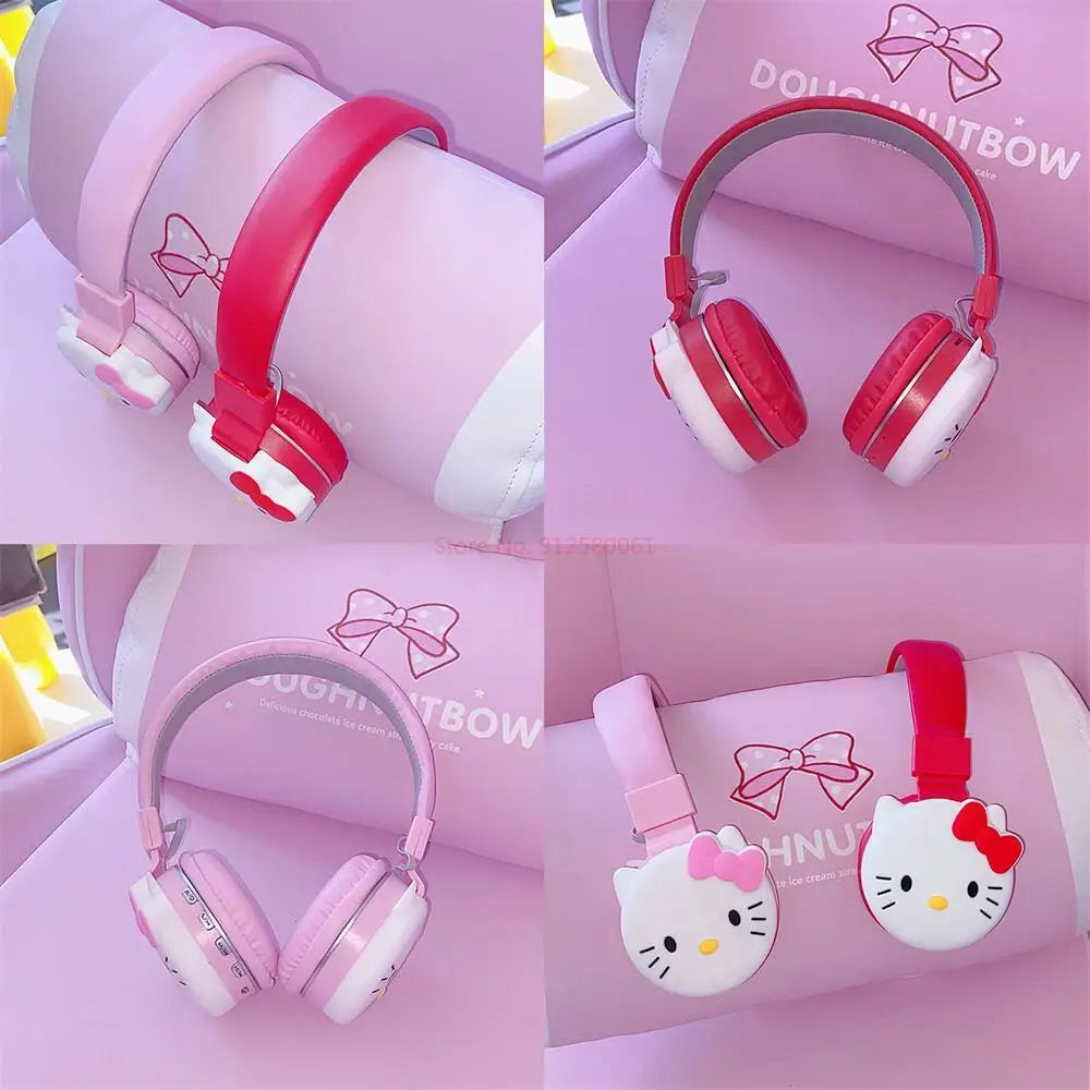 Hello Kitty Cute Bluetooth Headphone Wireless Headsets Anime Cartoon Stereo Headset Earphone With Mic Fashion Hottie Y2k Gifts