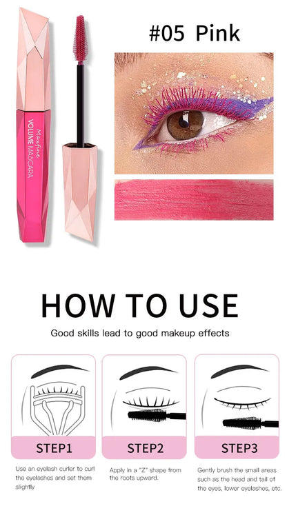 Waterproof Mascara Eyelashes Extension Thick Curling Non-smudge Quick Dry Long-lasting Black Brown Pink Colorful Mascara Makeup