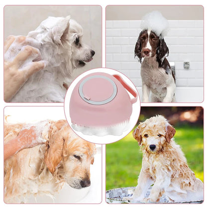 Pet Shampoo Brush Silicone Massage Rubber Bath Comb With Shampoo Storage Short Long Haired Dogs And Cats Washing