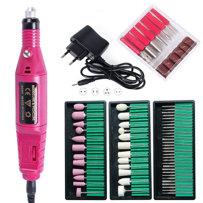 Electric Nail Drill Machine Manicure Set Sander Milling Cutters Professional Nail File Kit Gel Polish Remover Tool LAHBS-011P-1