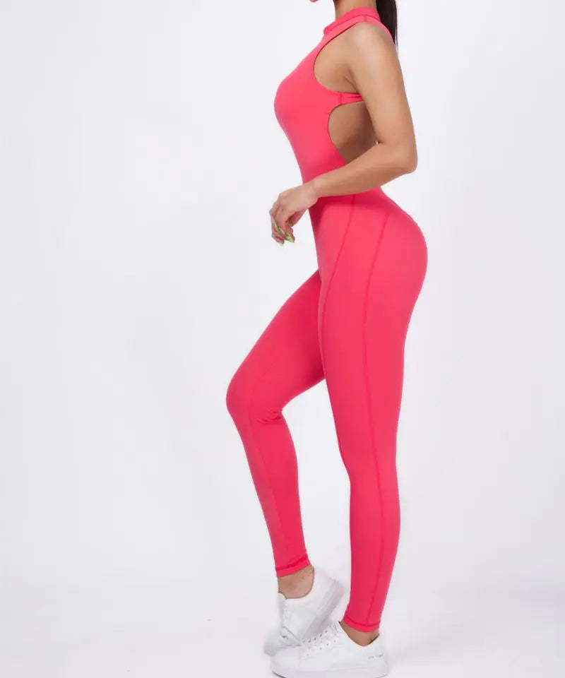 Women One-piece Back-V Sport Yoga Jumpsuit Workout Clothes for Women Sportwear Bodycon Outfit Fitness Gym Suit Workout Tracksuit