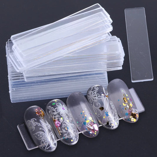 1Set False Nail Tips Nail Art Display Stand Transparent Practice Acrylic Gel Polish Holder Strip Manicure Showing Tools JI151-1