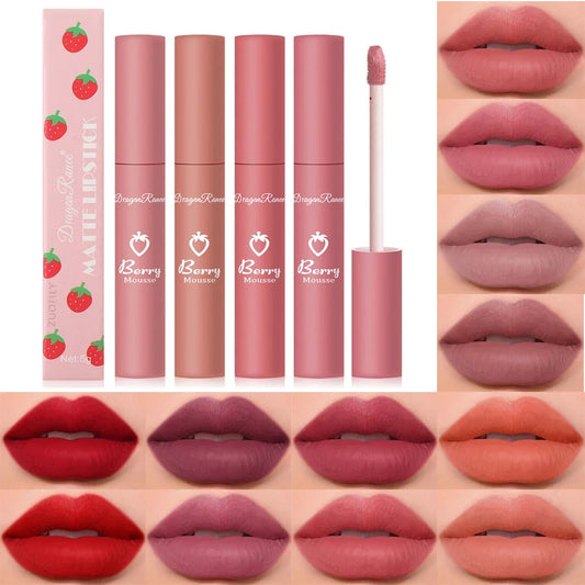 12colors Matte Lip Gloss Berry Mousse Velvet Lip Glaze Waterproof Lasting Not Easy To Fade Lipstick Sexy Lip Makeup Cosmetic New