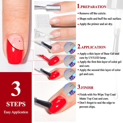 Acrylic No-acid Primer Nail Prep Dehydrator Nail Art Set With Gel Base And Top Coat Soak Off Gel Nail Polish Manicure Tool Kit