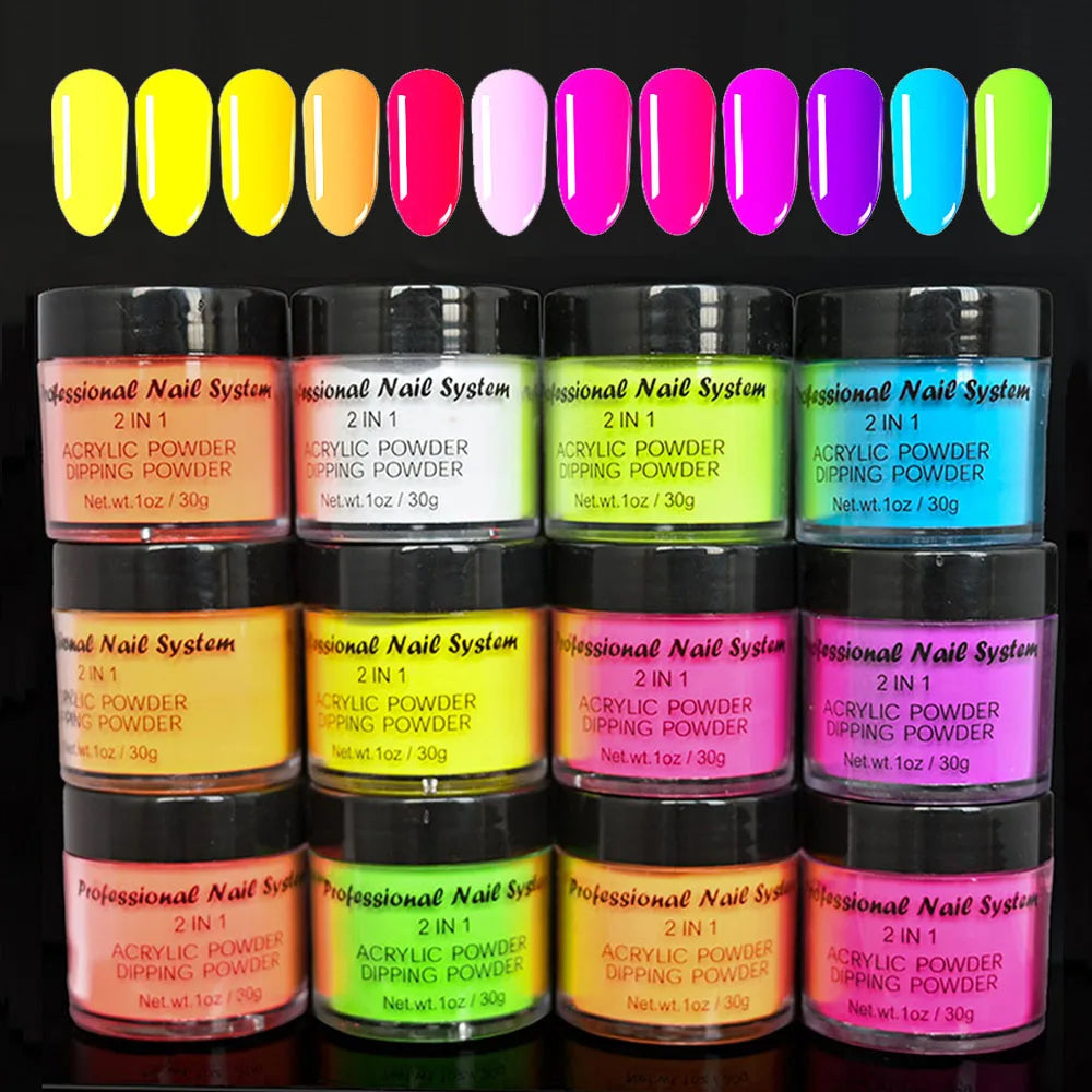 1oz Neon Fluorescent Dip Powder Pigment Nude Pink Acrylic Powder Dipping Powder Nail Supplies For Professionals