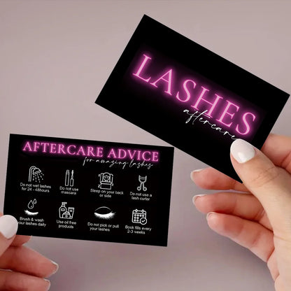 50pcs Black Eyelash Aftercare Card  Beauty Studio Membership Loyalty Cards Lash Extension After Sale Card Paper Business Card