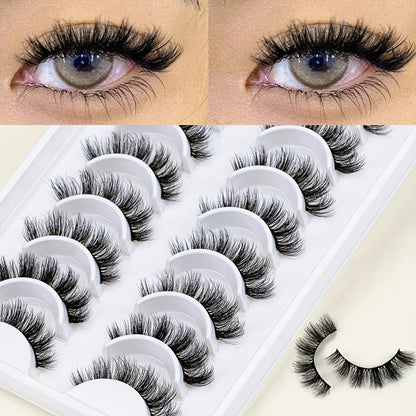 10 Pairs 5D Fluffy Mink Eyelashes 3D Natural False Eyelashes Mink Lashes Soft Eyelash Extension Makeup Kit Tool