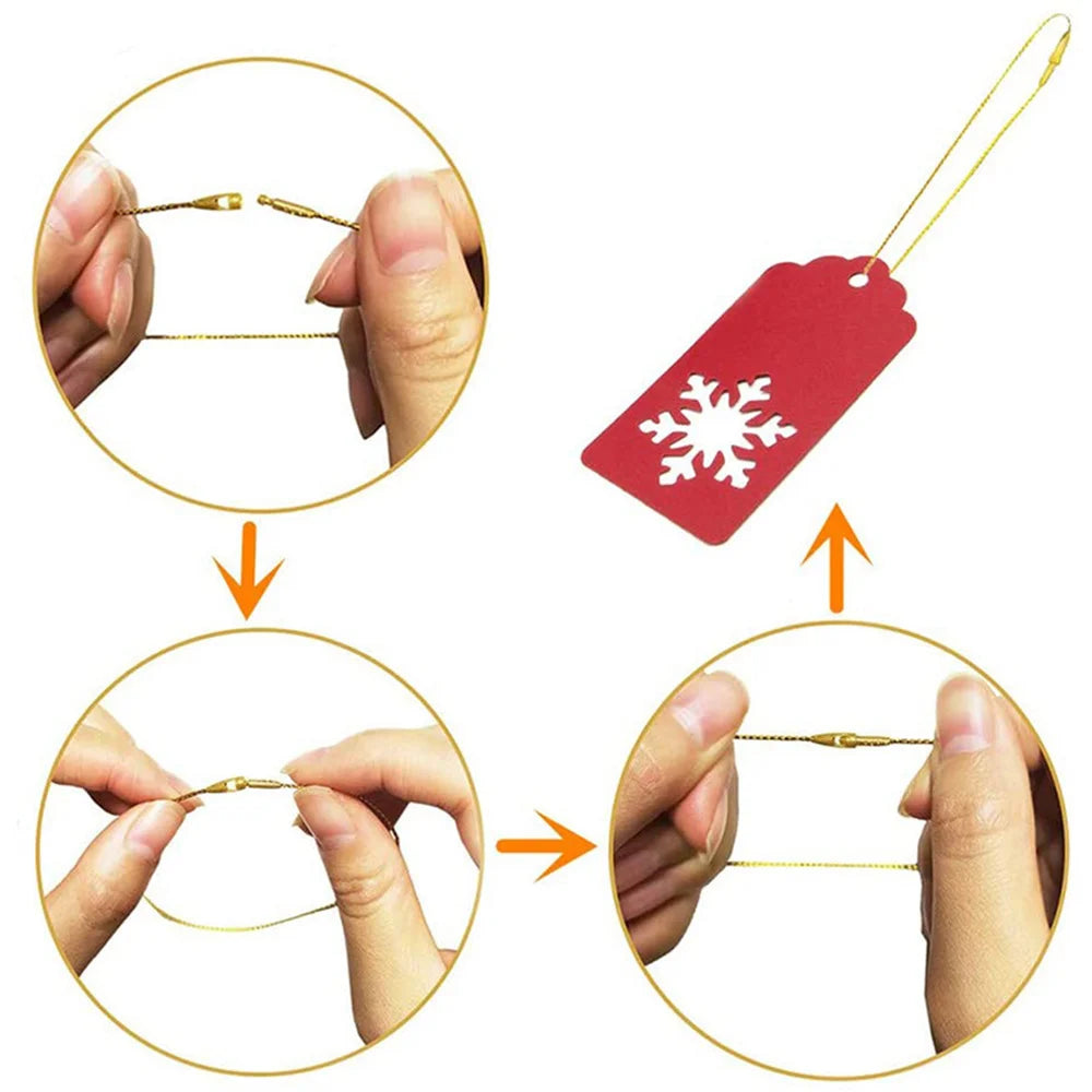 100Pcs Christmas Ornaments Hanger String Ornament Hook Ropes Precut String with Snaps Locking for Xmas Ornament Hanging Decor