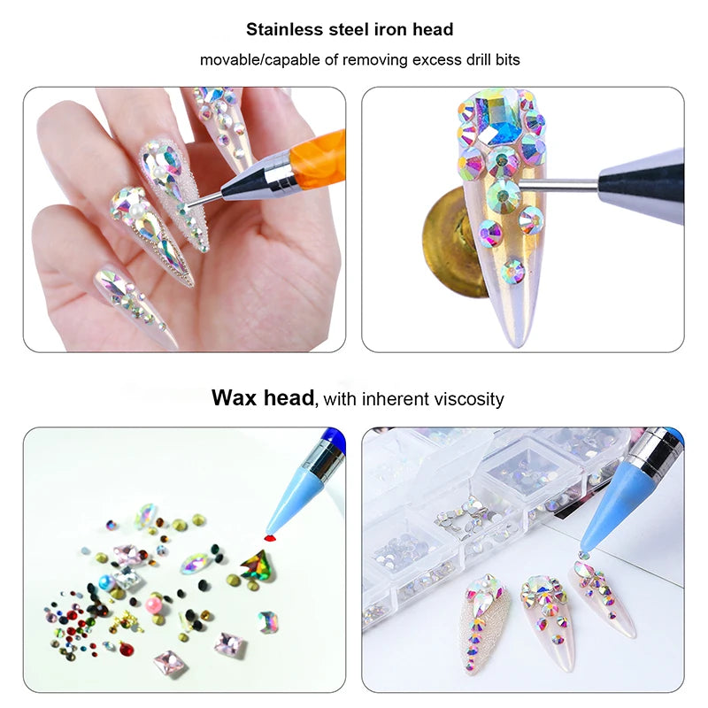 Professional Double Headed Acrylic Nail Art Pen Marbling Printed Painting Dotting Pens Manicure DIY Beauty Tools