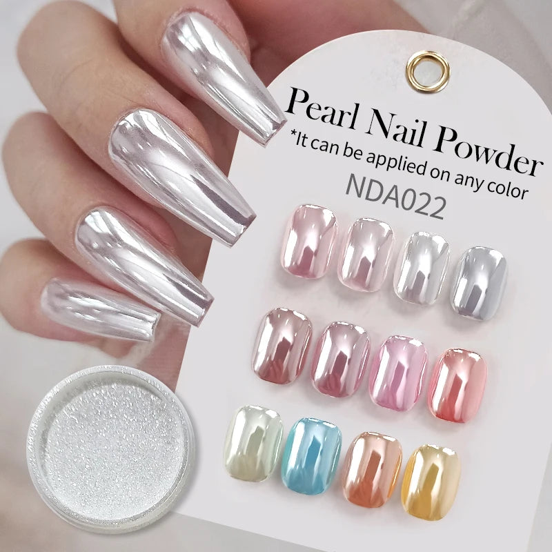 NICOLE DIARY Moonlight Mirror Nail Powder Aurora Silver Glitter Metallic Effect UV Gel Polish Pigment Chrome DIY Nail Decoration