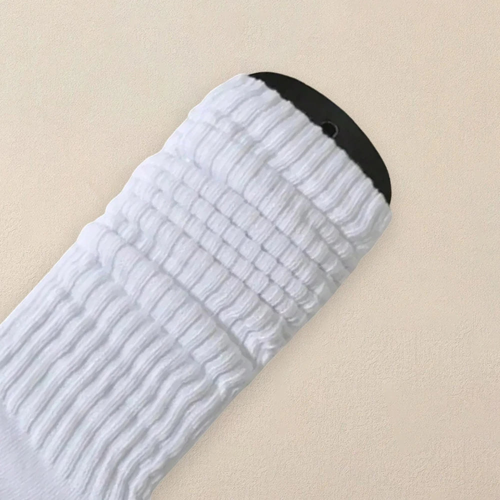 3 Pairs Women White Stacked Socks Simple Fashionable Versatile Socks Antibacterial Comfortable Lightweight Soft Mid Length Socks