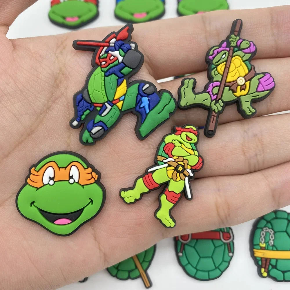 20Pcs Cartoon Ninja Turtle Series Shoe Charms for Clogs Bubble Slides Sandals PVC Shoe Decorations Buckle Accessories for Kid