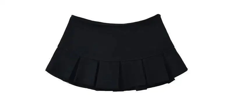 2024 Terry Fabric Y2K Mini Skirt Women Low Waist Wide Pleat Light Grey Sexy Vintage A-line Pleated Skirt Casual Skort Summer