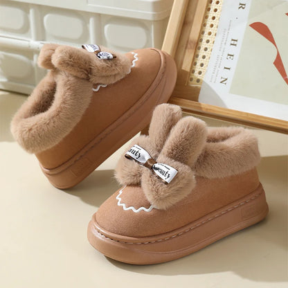 Snow Boots Winter New Women Warm Padded Cotton Shoes Indoor Thick Bottom Plush Rabbit Cotton Boots Leisure Soft Sole Ankle Boots