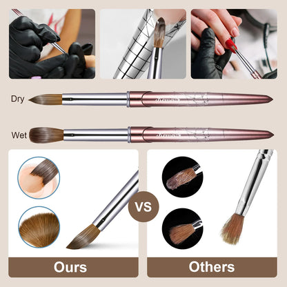 Kolinsky Acrylic Nail Brush Kolinsky Hair Bristles Round Shaped Handle Acrylic Brush Nail Brushes for Acrylic Application Nailar