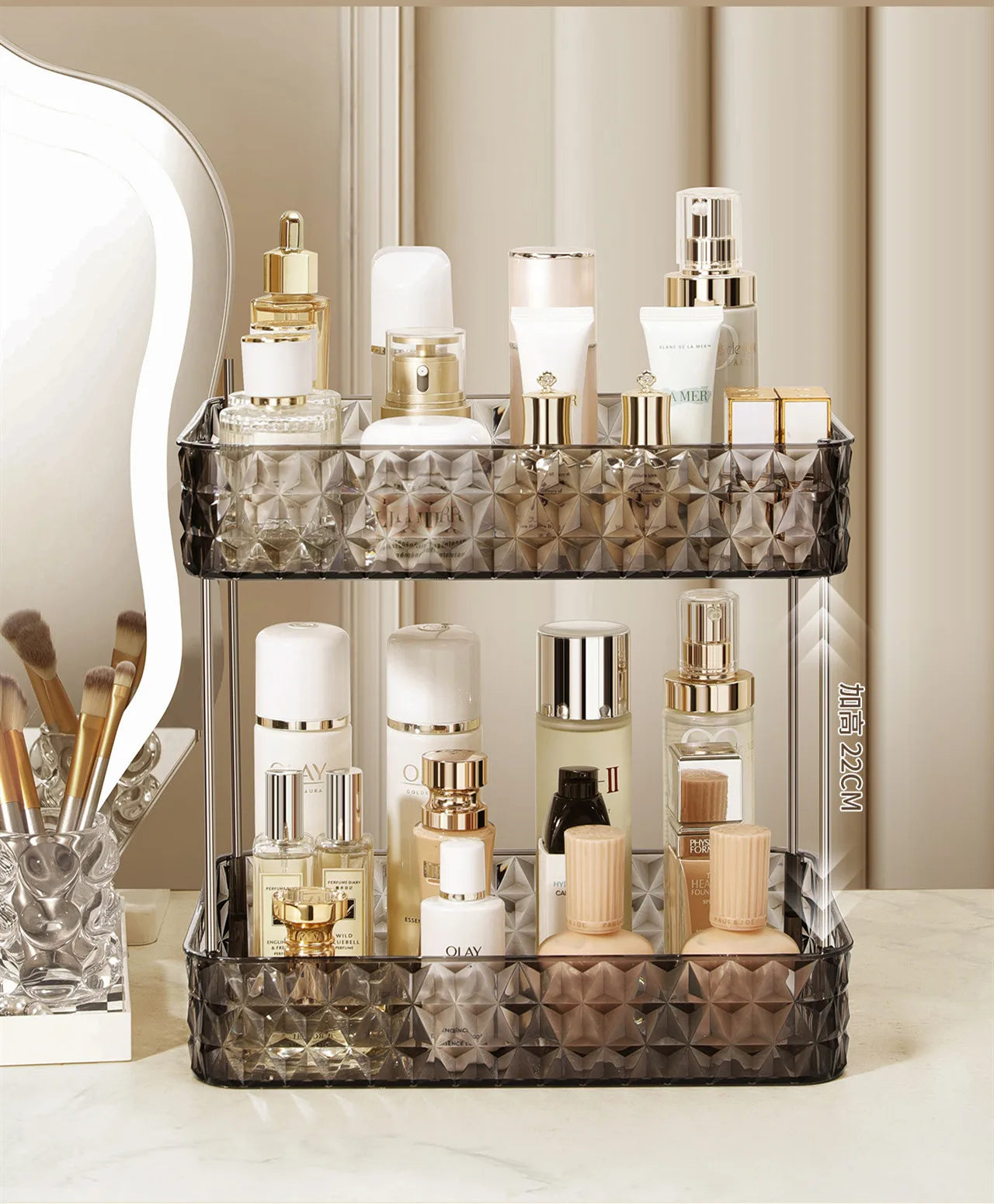 Acrylic Storage Organizer Shelf Of Bathroom Home Kitchen Makeup Skincare Shampoo Lipstick Tabletop Holder Cosmetic Desk Rack