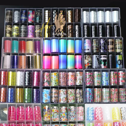 Design Nail Foils 10 Rolls 4*100cm 3D Nail Art Transfer Foil Slider Wraps Decals Press on Nails Manicure Tips DIY Decoration