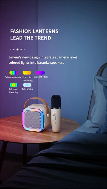 Bluetooth K12 Karaoke Machine Portable 5.3 PA Speaker System with 2 Wireless Microphones Home Family Singing Children's Gifts