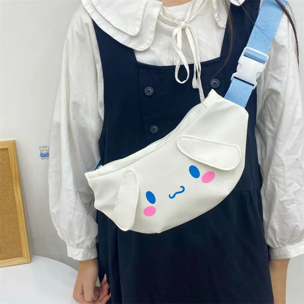 Kawaii Sanrio Shoulder Bag Kuromi My Melody Casual Simple Sling Storage Crossbody Cinnamoroll Chest Bag Women Student Girl Gifts