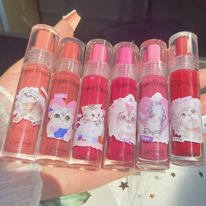 Liquid Lipstick Cute Cat Jelly Lip Glaze Moisturizing Lasting Sexy Red Mirror Lip Gloss Lip Tint Beauty Makeup Lip Care Oil