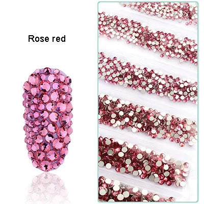 1728 Pcs/bag SS4-SS12 6-Sizes Mixed Round Nail Drill Adhesive Flat-bottomed Crystal Glass Mobile Phone Case Iron Diamond Mater