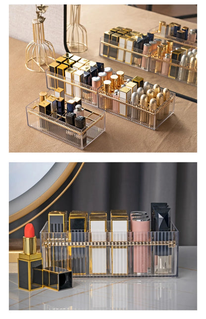 18-grids Luxury Lipstick Storage Box Transparent Portable Makeup Holder Plastic High-capacity Cosmetics Case Desktop Organizer