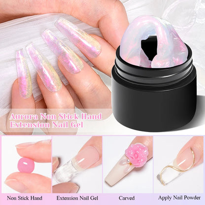 4/6pcs Aurora Non-Stick Hand Solid Nail Extension Gel Set Prolong Hard Gel Solid Gel Extension Nail Kit Carving Nail Extensions