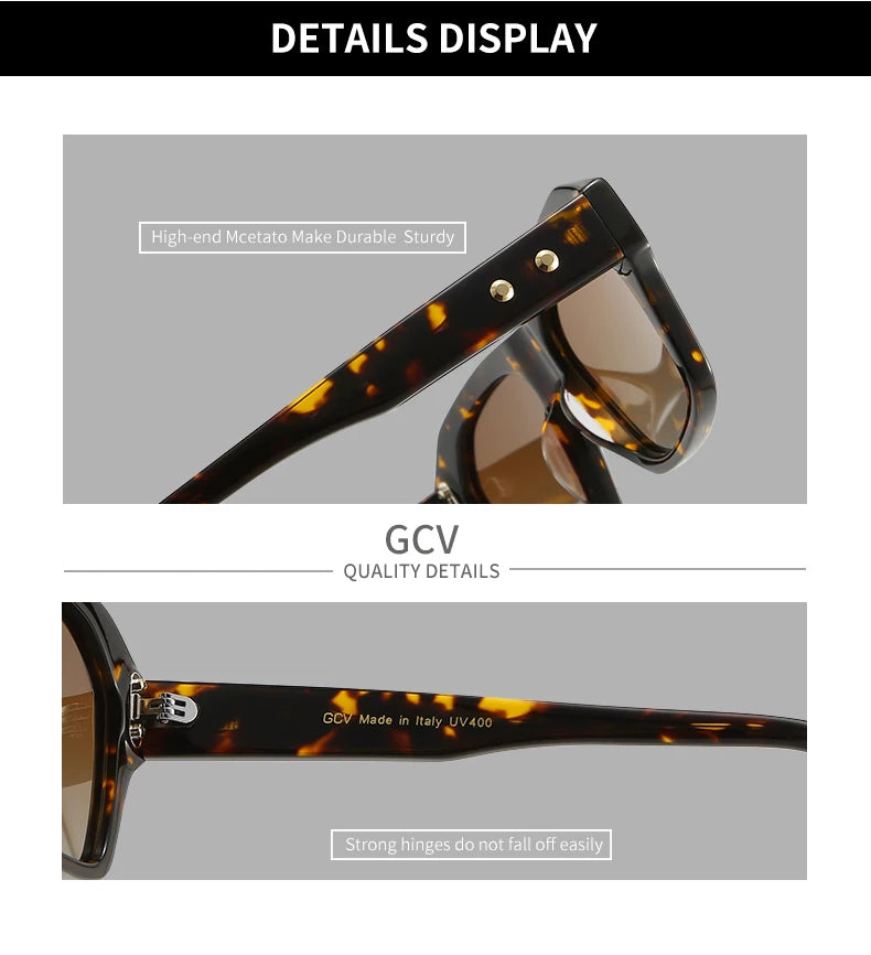 GCV Brand Acetate Square Rectangular Polarized Sunglasses Man Women Fashion Outdoors Eyewear Uv400 Quality Of Luxury Goods