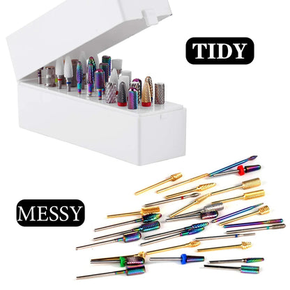 30 Holes Nail Drill Bits Storage Box Nail Grinding Head Holder Stand Display Container Milling Cutter Manicure Organizer Stand