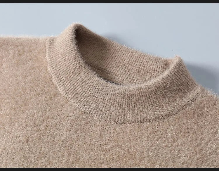 2023 New Winter Luxury  Cashmere Sweater Men Soft Warm Turtleneck Spliced Color Pullover High End Mens Christmas Sweaters