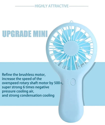 Creative Mini Handheld Small Fan USB Charging Portable 3 Speed High Wind Desktop Office Travel Pocket Fan Student Quiet Chroma