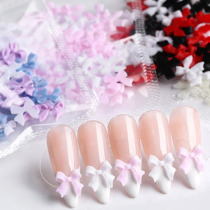 50PCS Pink Bowknot Nail Charms Accessories Supplies Nail Art Tie Decoration Kawaii Accessories Manicure Design Supplies