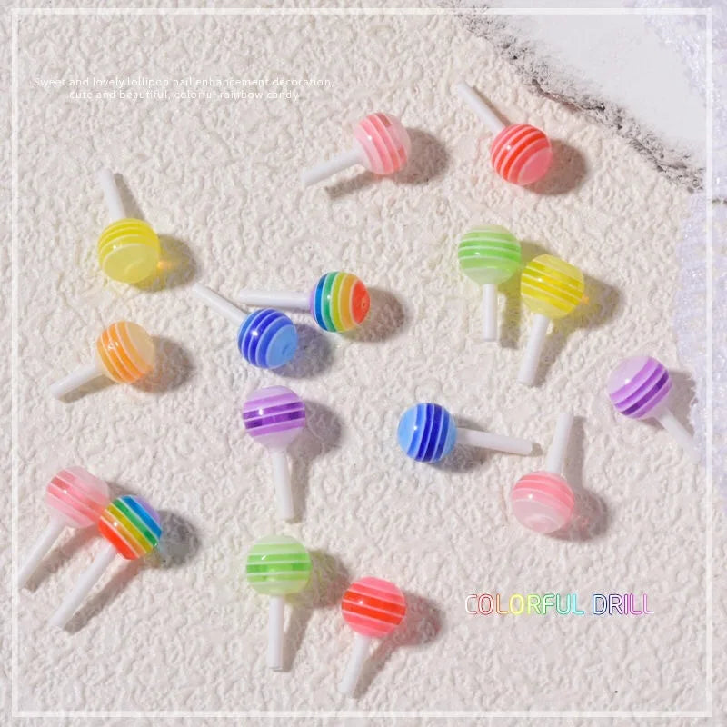 50pcs Miniature Lollipop/ 1:12 kawaii charm for Nails, Crafts, Jewelry/ Cute 3D Studs Charms Jewelry, 3D Lollipop Charms