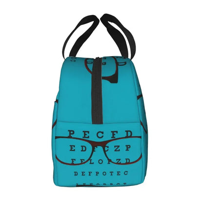 Funny Glasses With Eye Test Chart Resuable Lunch Boxes Women Multifunction Optician Optometrist Thermal Cooler Food Lunch Bag