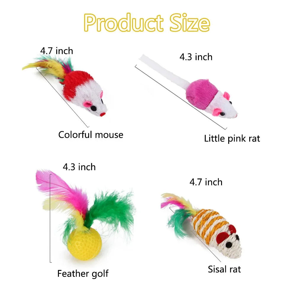 Kitten Toys Variety Pack-Pet Cat Toys Combination Set Cat Toy Funny Cat Stick Sisal Mouse Bell Ball Cat Supplies