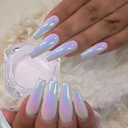 Pearl Glitter Nail Powder Aurora Mirror Rub Chrome Pigment White Purple Neon Powder Manicure Gel Polish Dust Nail Art Decoration