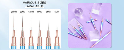 6Pcs Transparent French Stripe Liner Kolinsky Brush 3D Tips Manicure Ultra-thin Line Drawing Pen Brushes Painting Nail Art Tools